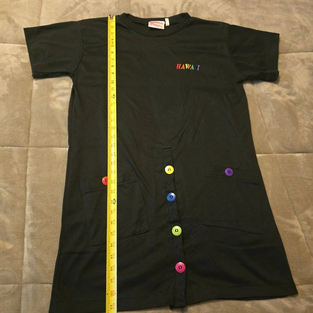 Hawaiian Flavor Swimsuit Cover-up Black with Rainbow accents pockets‎ Hawaii